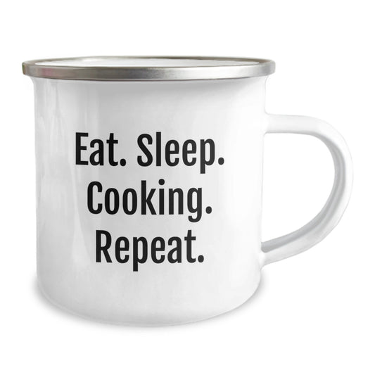 Camping Mug for Cooking Enthusiasts, Funny Quote - Eat. Sleep. Cooking. Repeat. Gifts from Family for Men - Image 2
