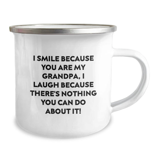 Funny Grandpa Gifts, I Smile Because You Are My Grandpa, Camping Mug for Birthday, Gifts from Family, Gifts for Grandpa - Image 2