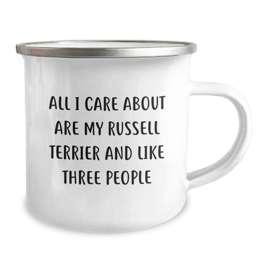 Russell Terrier Dog Lover's Funny Gifts from Friends for Birthday Camping Mug - 'All I Care About Are My Russell Terrier And Like Three People' - Unique Russell Terrier Dog Gifts for Men and Women - Image 2