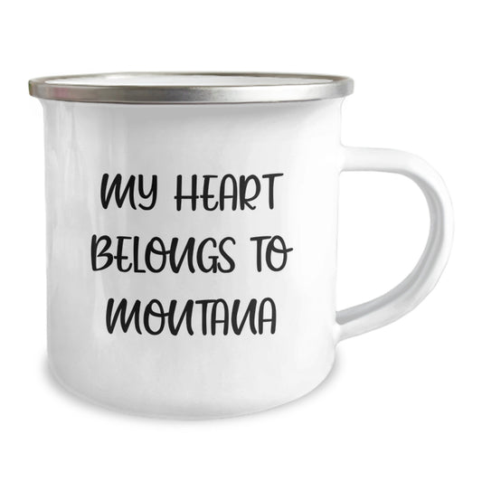 Montana Lovers' Funny Camping Mug Gifts from Friends to Family, 'My Heart Belongs To Montana' Quote, Perfect Birthday Unique Gifts - Image 2