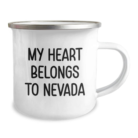 Funny Nevada Camping Mug Gifts for Friends from the Heart, 'My Heart Belongs To Nevada', Birthday Unique Gifts - Image 2