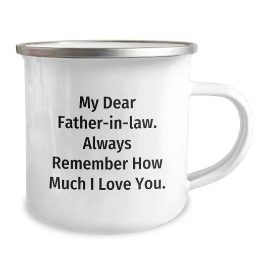 Funny Dad In Law Camping Mug, Gifts from Family for Father in Law, Inspirational Graduation Unique Gifts, My Dear Father in Law Mugs, Stainless Steel with Enamel Finish - Image 2