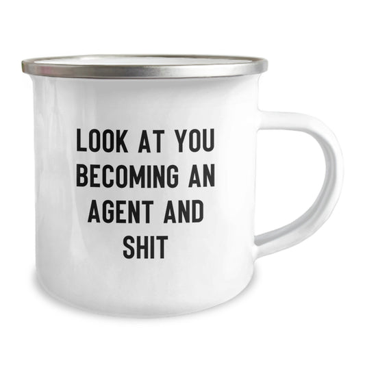 Funny Agent Gifts for Men, Christmas Unique Agent Mugs, Camping Mug Look At You Becoming An Agent And Shit - Image 2