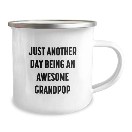 Funny Birthday Unique Gifts for Grandpop, Just Another Day Being An Awesome Grandpop Grandpop Camping Mug, Gifts from Family - Image 2