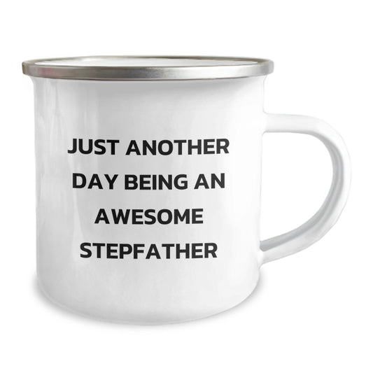 Funny Stepfather Gifts, Unique Camping Mugs for Awesome Stepdads, 'Just Another Day Being An Awesome Stepfather' Quote - Image 2
