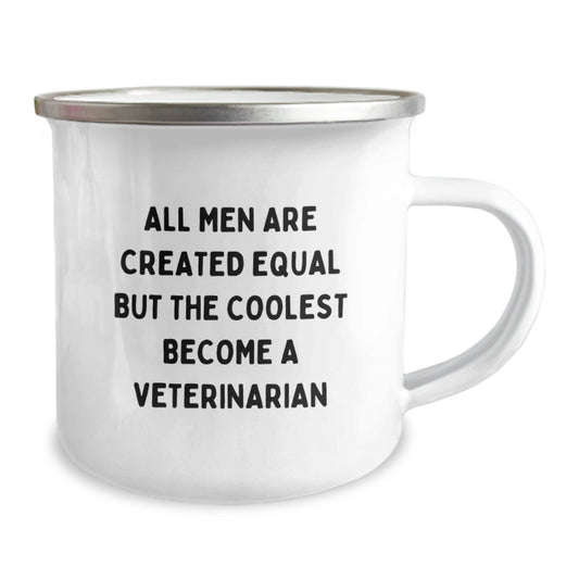 Gifts from Friends and Family - Unique Veterinarian Graduation Unique Gifts - Cool Camping Mug with Funny Quote 'All Men Are Created Equal But The Coolest Become A Veterinarian' - Image 2