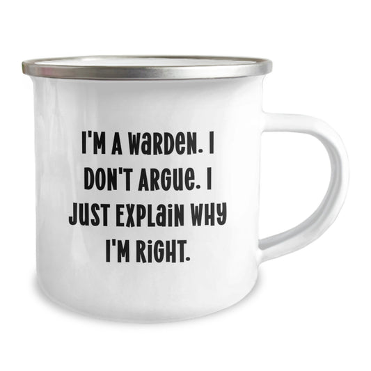 Funny Warden Camping Mug Gifts for Men, Unique Warden Graduation Gifts from Family, Friends, Coworkers with Inspirational Quote - Image 2
