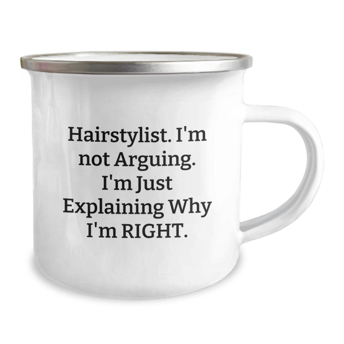 Hairstylist Gift for Him - Keepsake Camping Mug with Assertive Quote - Image 2