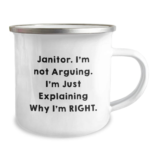 Funny Janitor Gifts from Friends to Men, Camping Mug for Graduation, 'I'm Not Arguing. I'm Just Explaining Why I'm Right.' - Image 2