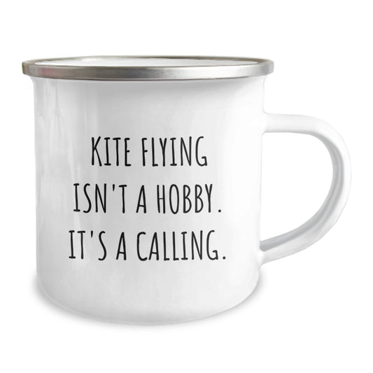Kite Flying Enthusiast Gifts for Graduation - 'Kite Flying Isn't A Hobby. It's A Calling.' Camping Mug, 12 oz Stainless Steel with Enamel Finish, Unique Gifts from Family, Friends or Coworkers - Image 2