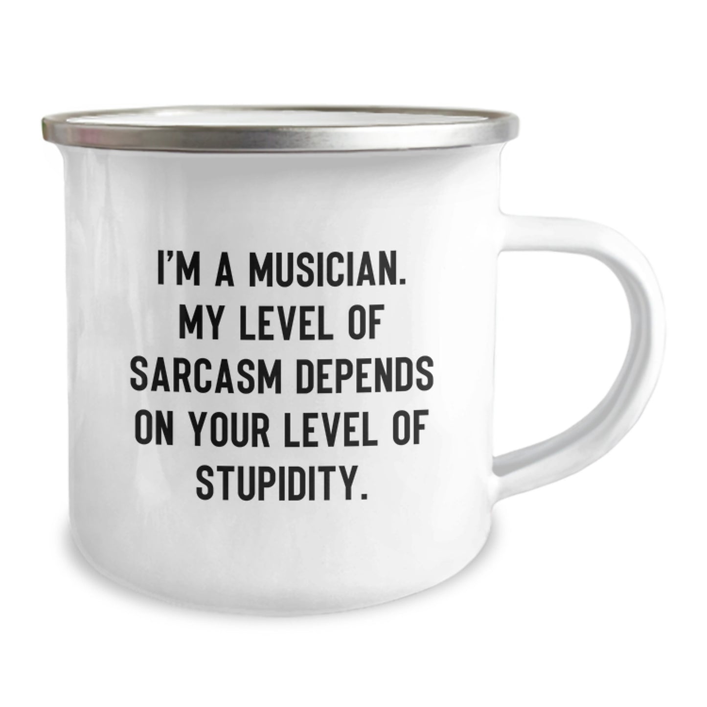 Funny Musician Gifts from Friends for Musician Men and Women Graduation Unique Mugs with I'm A Musician. My Level Of Sarcasm Depends On Your Level Of Stupidity. Quote - Image 2