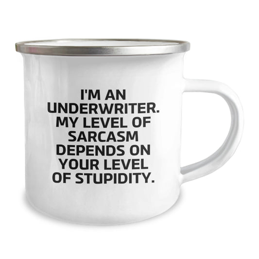 Underwriter Humor Gifts, Funny Sarcasm Quote, 12 oz Camping Mug for Birthday, Gifts from Friends to Underwriter - Image 2