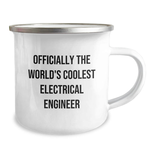 Electrical Engineer Gifts for Men, Funny Camping Mug from Friends, 'Officially The World's Coolest Electrical Engineer', 12 oz Stainless Steel - Image 2