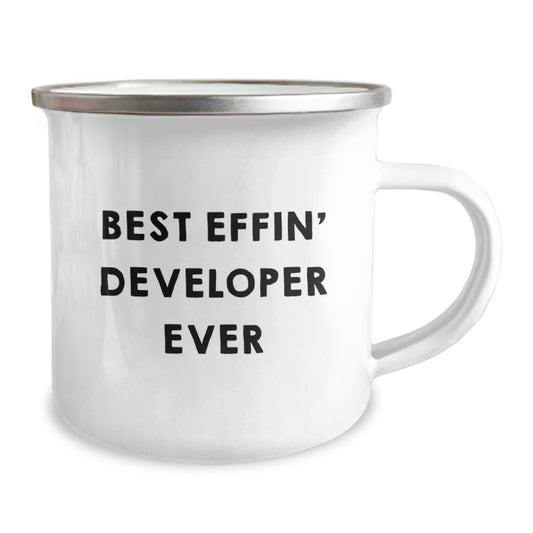 Funny Developer Gifts, Unique Camping Mug for Developer Friends, Best Effin' Developer Ever Graduation Unique Gifts from Family to Developer - Image 2