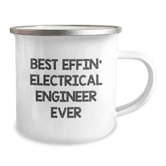 Funny Electrical Engineer Gifts from Friends for Graduation - Best Effin' Electrical Engineer Ever Camping Mug, 12 oz Stainless Steel with Enamel Finish - Image 2