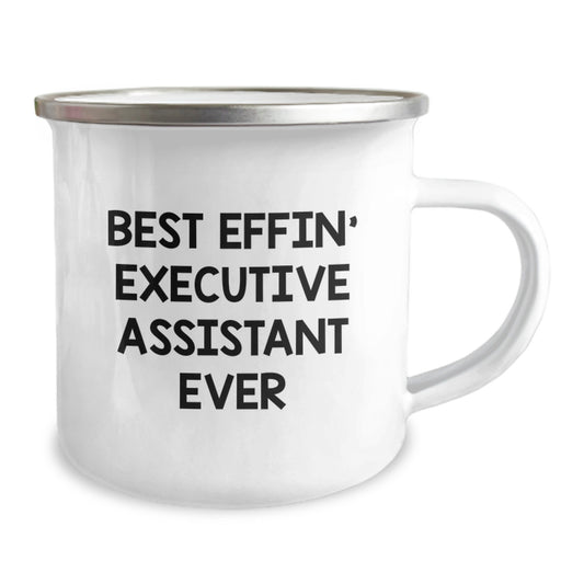 Funny Gifts from Friends to Executive Assistant - Best Effin' Ever Camping Mug for Birthday, 12 oz Stainless Steel with Enamel Finish - Image 2
