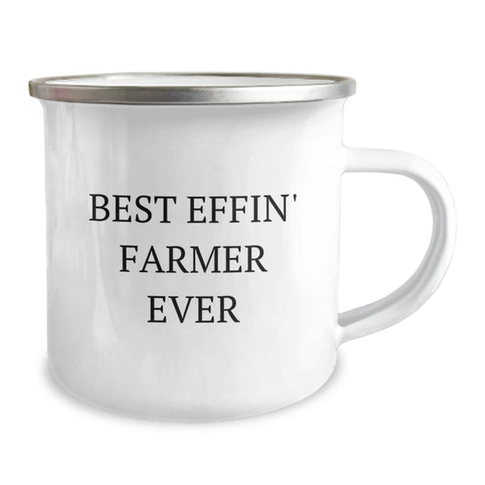 Funny Farmer Gifts for Men - Best Effin' Farmer Ever Camping Mug, Stainless Steel with Enamel Finish, Gifts from Friends and Family for Graduation - Image 2