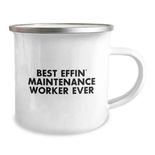 Funny Maintenance Worker Christmas Unique Gifts from Men to Their Coworkers - Best Effin' Maintenance Worker Ever Camping Mug - Image 2
