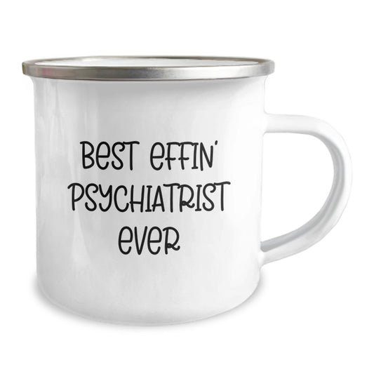 Funny Psychiatrist Gifts from Friends for Graduation - Best Effin' Psychiatrist Ever Mugs for Men, Women, Coworkers, Family, and Friends - Stainless Steel with Enamel Finish Camping Mug - Image 2