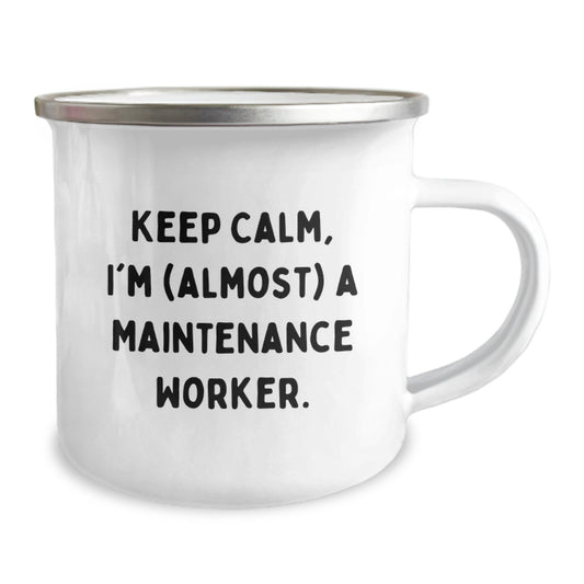 Funny Maintenance Worker Gifts Keep Calm I'm (almost) A Maintenance Worker Graduation Unique Gifts from Family to Maintenance Worker Friends Camping Mug - Image 2