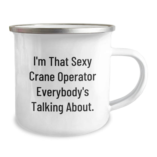 Funny Crane Operator Gifts for Men - Sexy Crane Operator Birthday Unique Mugs for Crane Operator Lovers, 12 oz Enamel Camping Mugs - Image 2