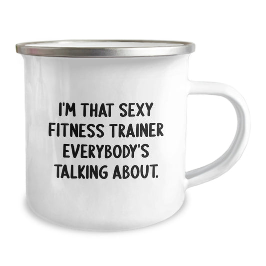 Fitness Trainer Gifts from Friends to Fitness Trainers, Funny Quote, 12 oz Camping Mug for Birthday - Image 2