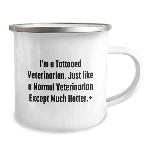 Funny Gifts from Friends for Veterinarian Men, Camping Mug for Graduation Unique Gifts, 'I'm A Tattooed Veterinarian...' - Image 2