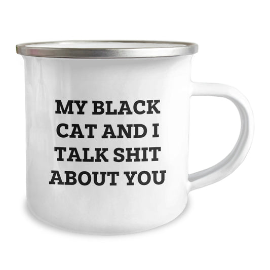 Funny Black Cat Gifts from Friends for Valentine's Unique Camping Mug - Image 2