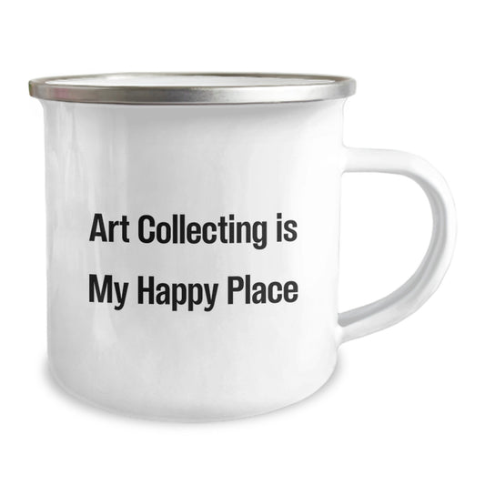 Art Collecting Camping Mug Graduation Unique Gifts from Friends and Family, Inspirational Quote 'Art Collecting Is My Happy Place' for Art Collecting Lovers - Image 2
