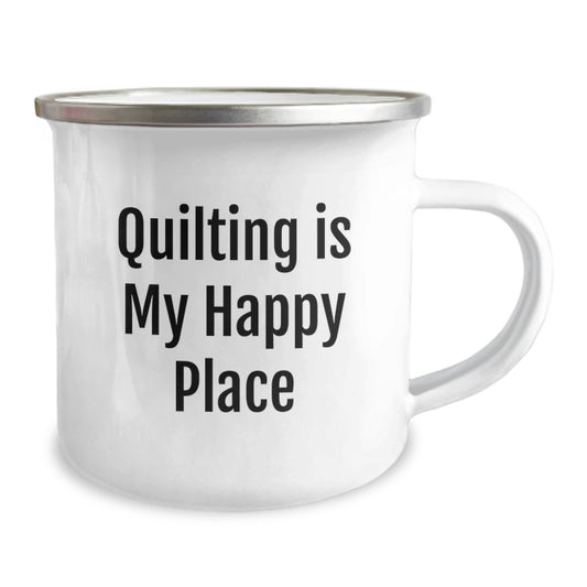 Quilting Gifts for Her - Camping Mug, Quilting Is My Happy Place - Unique Birthday Unique Gifts for Quilting Women from Friends - Image 2
