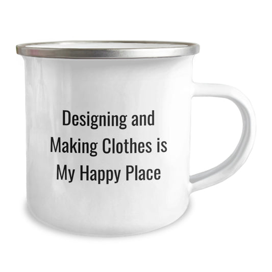 Designing and Making Clothes Enthusiasts Gifts from Friends and Family - 'Designing And Making Clothes Is My Happy Place' Birthday Unique Mugs for Designing and Making Clothes Lovers - Image 2