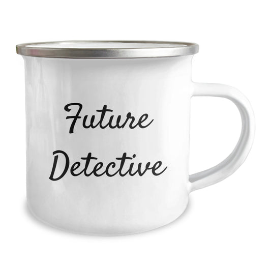 Detective Gifts from Friends for Birthday - Future Detective Quote on Camping Mug, 12 oz Stainless Steel - Image 2