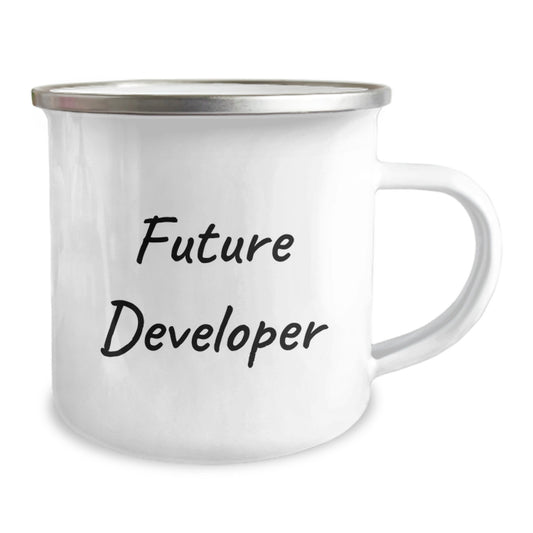 Funny Developer Gifts from Friends - Future Developer Camping Mug, 12 oz Capacity, Stainless Steel with Enamel Finish, Unique Birthday Unique Gifts for Men or Women - Image 2