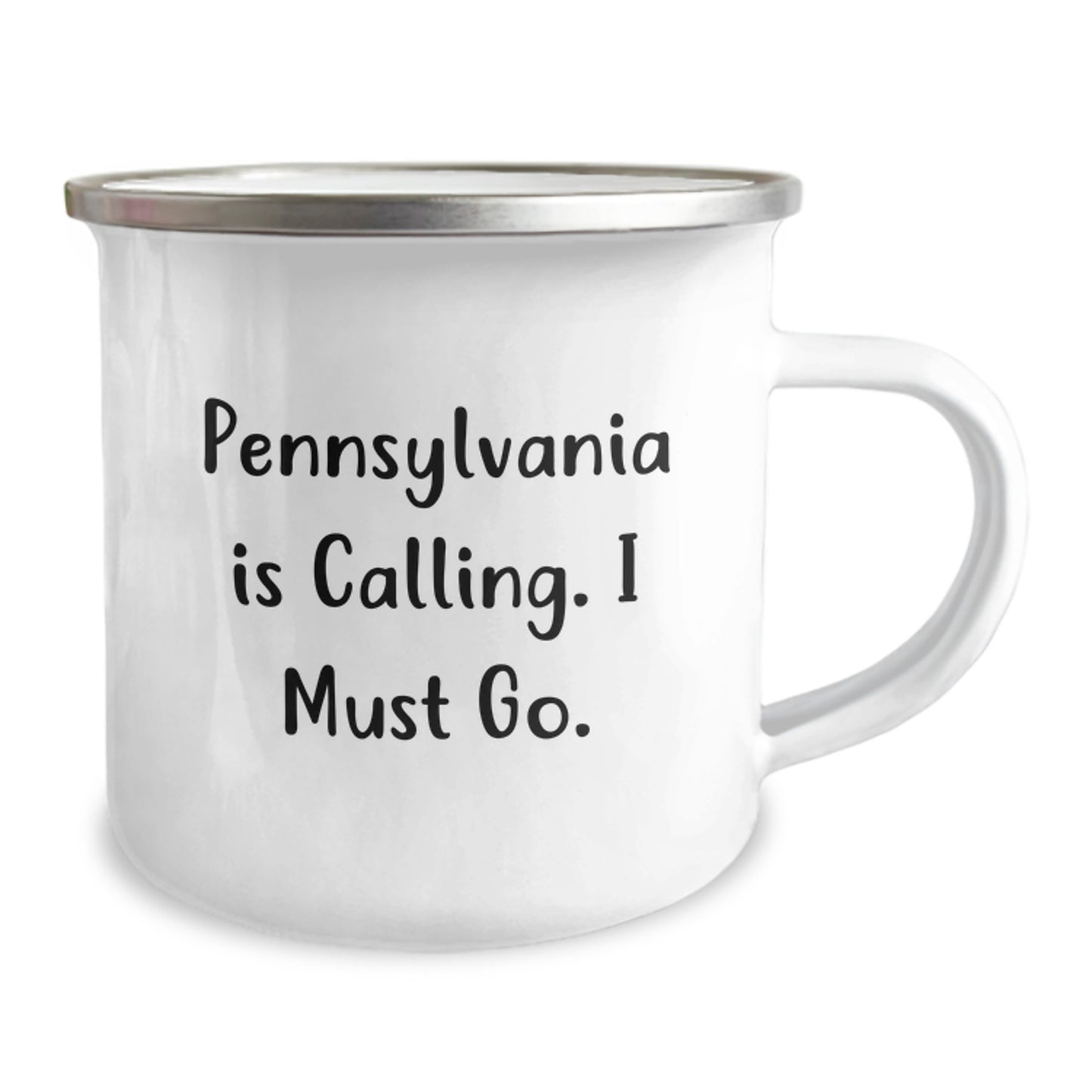 Pennsylvania Calling, Camping Mug for Gifts from Family to Men, 12 oz Stainless Steel with Enamel Finish, Funny Quote for Graduation Unique Gifts - Image 2