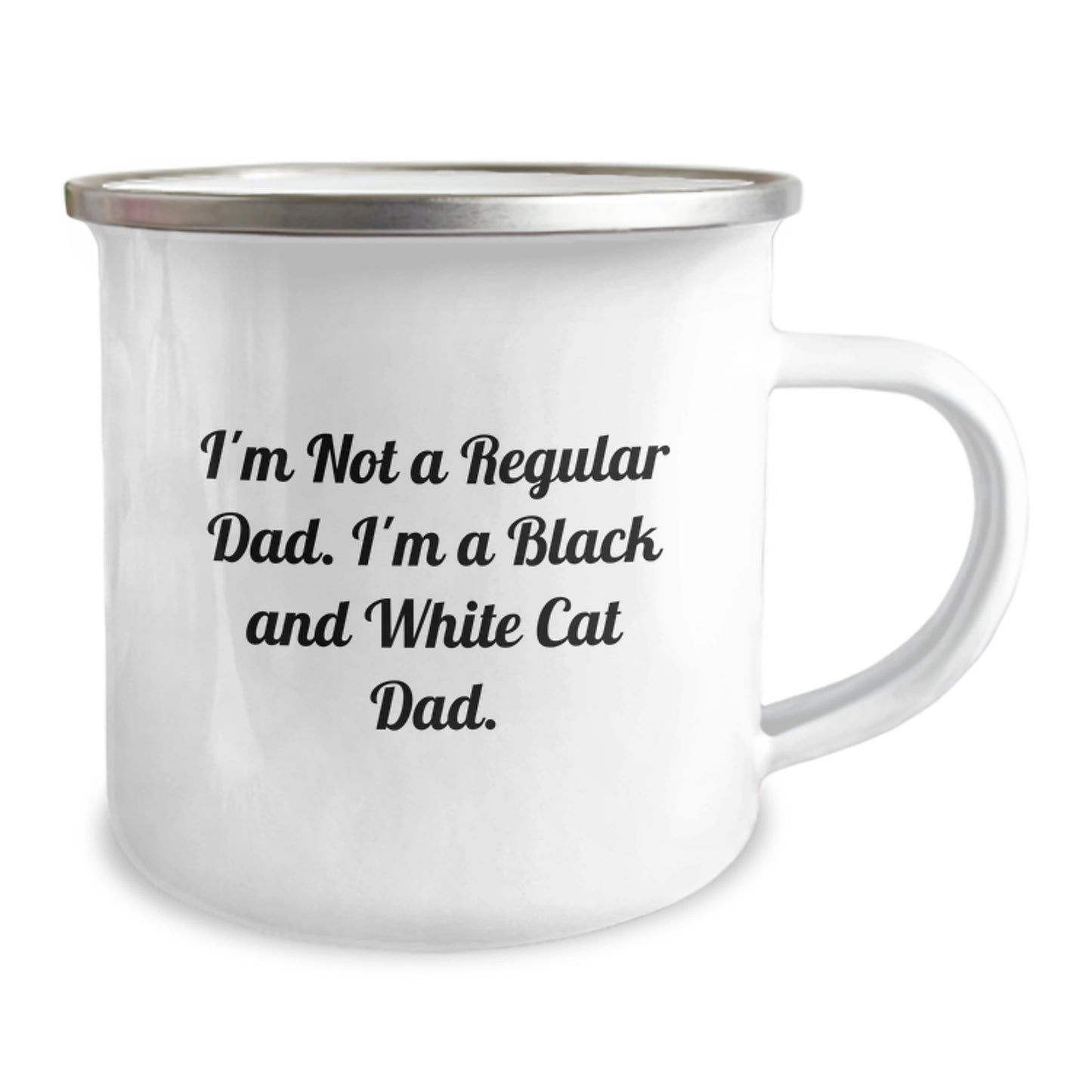 Funny Black and White Cat Dad Gifts from Friends for Graduation Unique Camping Mug, Gift for Men, Women, Family, I'm Not A Regular Dad. I'm A Black And White Cat Dad. - Image 2