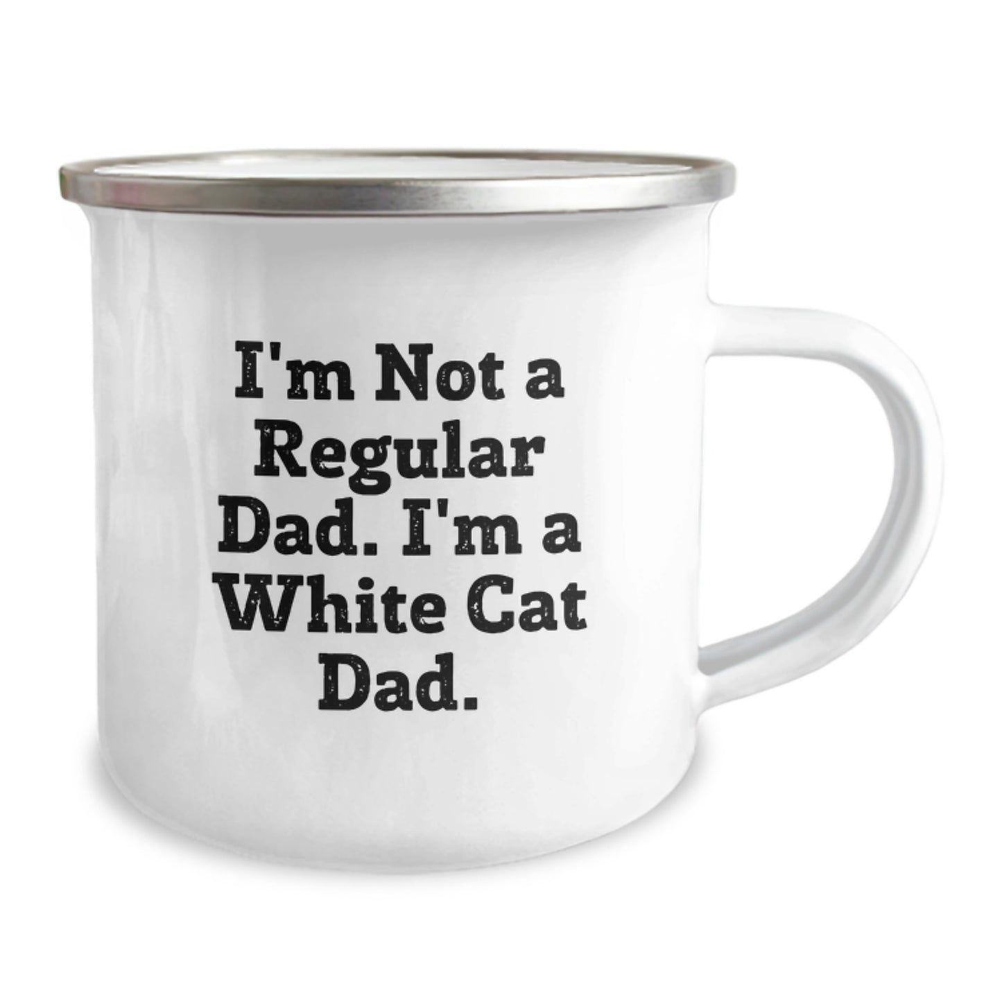 White Cat Camping Mug Gifts from Dad to White Cat Lover - Funny Cat Dad Quote Christmas Unique - Image 2