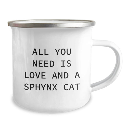 Sphynx Cat Lovers Gifts from Friends to Family, Unique Birthday Present for Men and Women with Funny Quote, 12 oz Camping Mug - Image 2