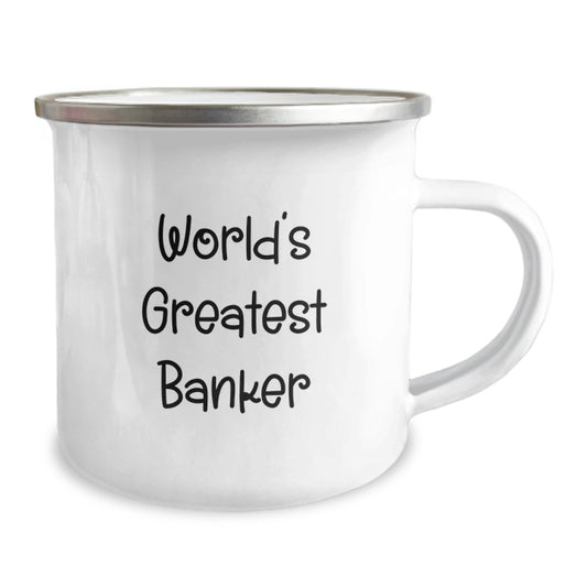 Funny Banker Gifts from Friends for Graduation Unique Gifts - World's Greatest Banker Camping Mug, 12 oz Stainless Steel - Image 2