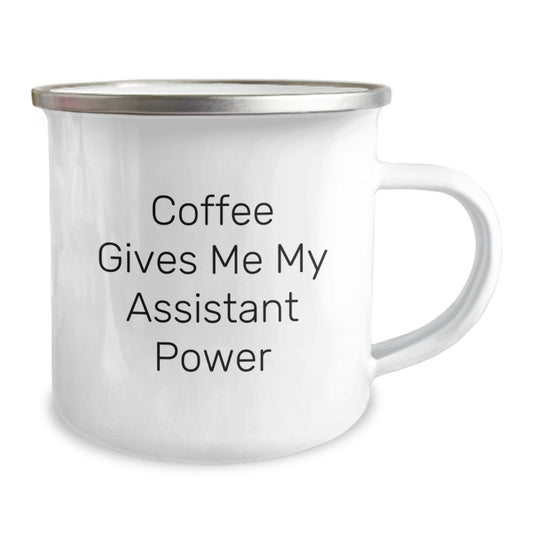 Graduation Unique Gifts from Men for Assistant, Coffee Gives Me My Assistant Power, Funny Assistant Camping Mug - Image 2