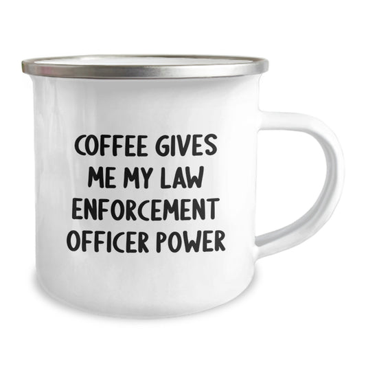 Funny Law Enforcement Officer Gifts for Men, 'Coffee Gives Me My Law Enforcement Officer Power' Camping Mug, Unique Christmas Unique Gifts from Friends or Family - Image 2