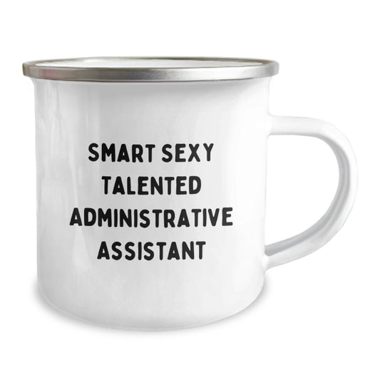 Funny Gift for Administrative Assistant, Birthday Unique Gifts from Friends, Camping Mug to Show Appreciation, 'Smart Sexy Talented' Quote - Image 2