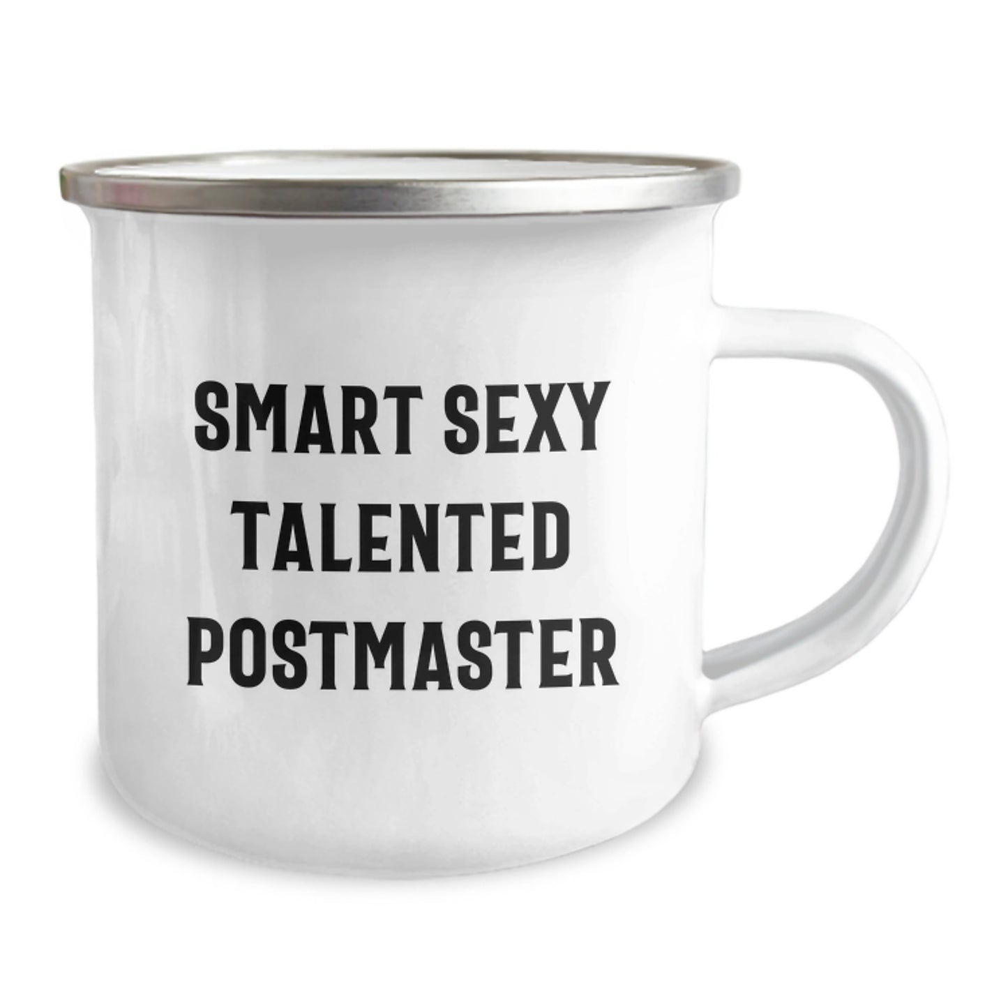 Funny Postmaster Camping Mug, Gifts from Friends, Unique Graduation Gifts for Him, Enamel Finish, 12 oz Capacity - Image 2
