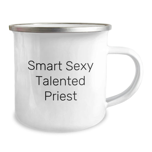 Funny Smart Sexy Talented Priest Gifts for Priest, Camping Mug for Graduation Unique Gifts, Stainless Steel Enamel Finish - Image 2