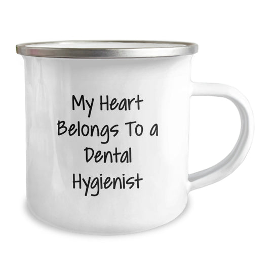 Funny Gifts from Men to Women Dental Hygienist Birthday Unique Camping Mug - 'My Heart Belongs To A Dental Hygienist' - Image 2
