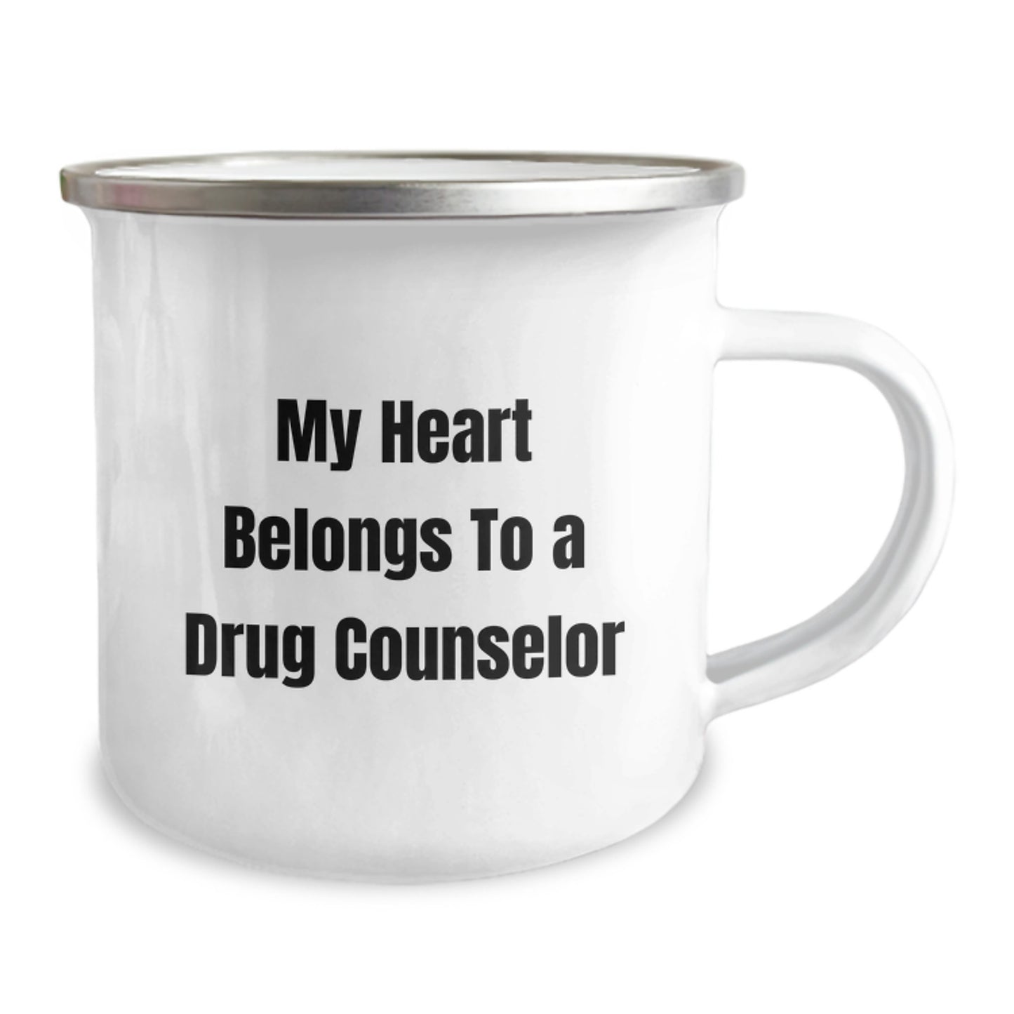 Funny Drug Counselor Gifts from Friends for Drug Counselor, Unique Christmas Unique Gifts for Camping Mug Lovers, My Heart Belongs To A Drug Counselor Mugs - Image 2