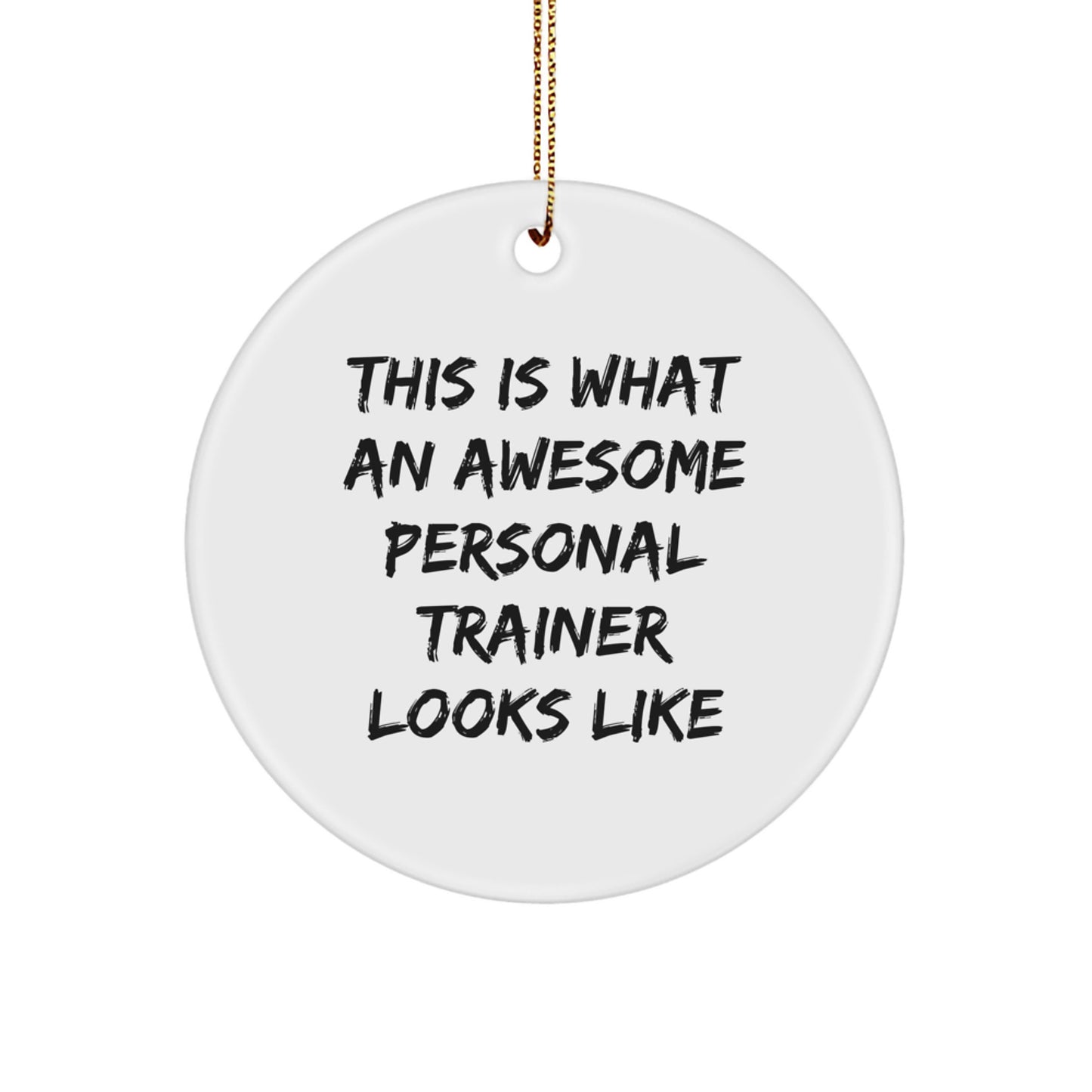Funny Inspirational Personal Trainer Gifts from Friends to Men Women Family Christmas Unique Circle Ornament This Is What An Awesome Personal Trainer Looks Like - Image 1