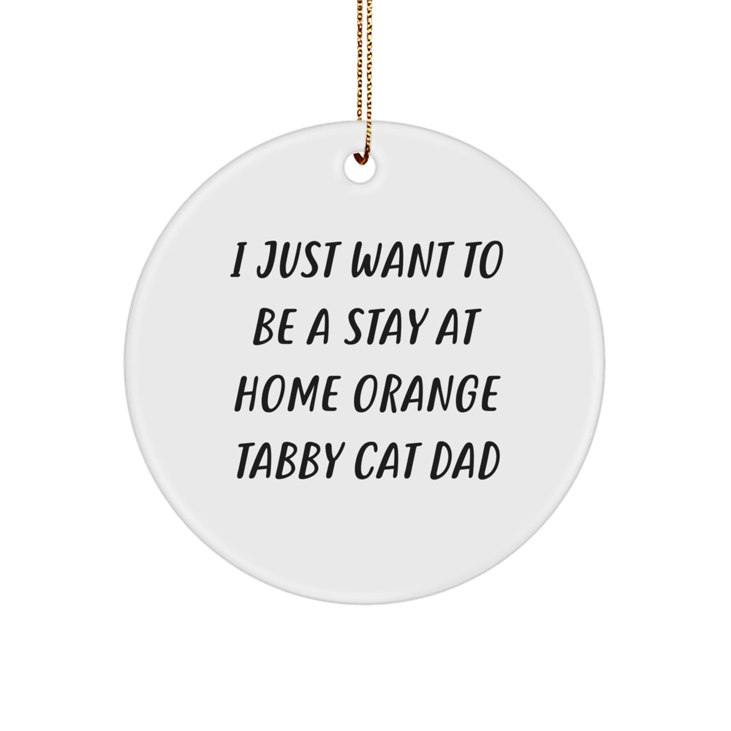 I Just Want To Be A Stay At Home Orange Tabby Cat Dad's Funny Gift, Orange Tabby Cat Circle Ornament, Christmas Unique Gifts from Men, Gifts for Orange Tabby Cat Lovers - Image 1