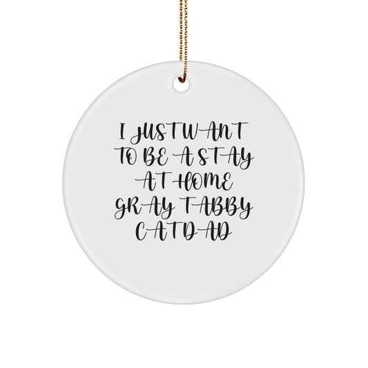 Gray Tabby Cat Dad Gifts from Men to Family - 'I Just Want To Be A Stay At Home Gray Tabby Cat Dad' Circle Ornament for Christmas - Image 1