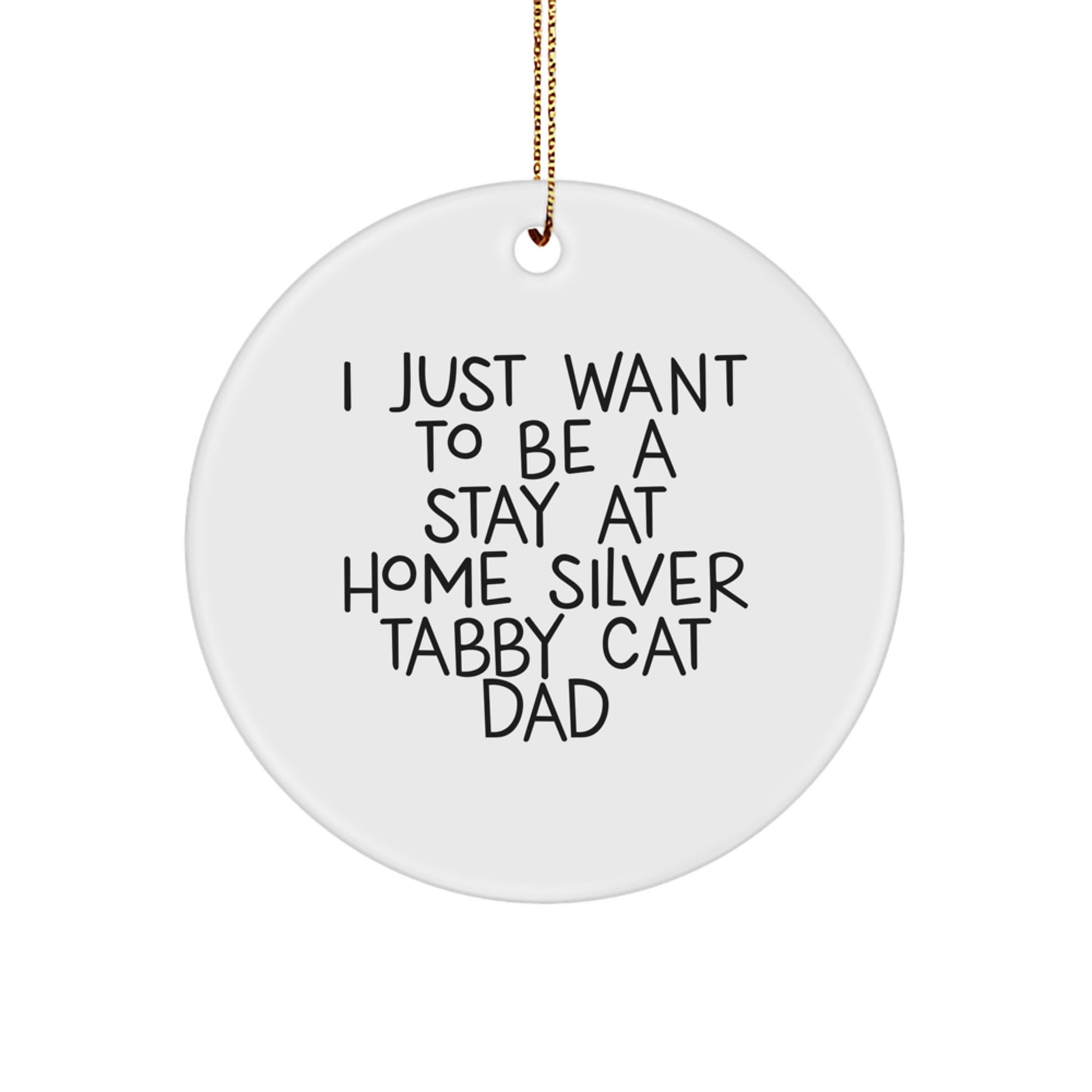 Funny Silver Tabby Cat Dad Gifts, 'I Just Want To Be A Stay At Home Silver Tabby Cat Dad' Circle Ornament for Christmas, Gifts from Family to Friends - Image 1