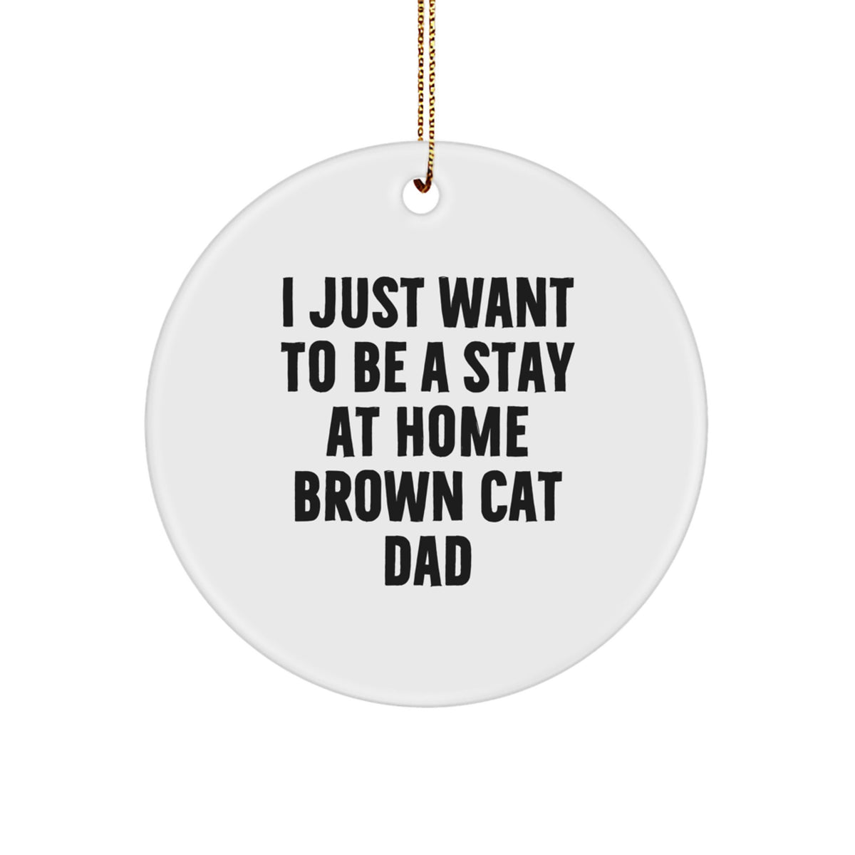 Funny Brown Cat Dad Gifts for Men, 'I Just Want To Be A Stay At Home Brown Cat Dad' Circle Ornament, Christmas Unique Gifts from Men to Brown Cat Lovers - Image 1